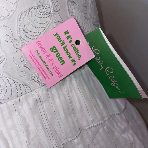 Lilly Pulitzer Arden dress embroidered strapless mini ruffled white cotton 8 - Picture 7 of 11